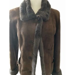 Dominic Bellissimo Gorgeous‎ Deep Brown Suede 100% Lambskin Shearling Jacket S
